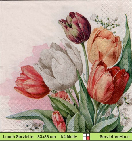 Tulpen mit Maiglöckchen - 1 Lunch Serviette